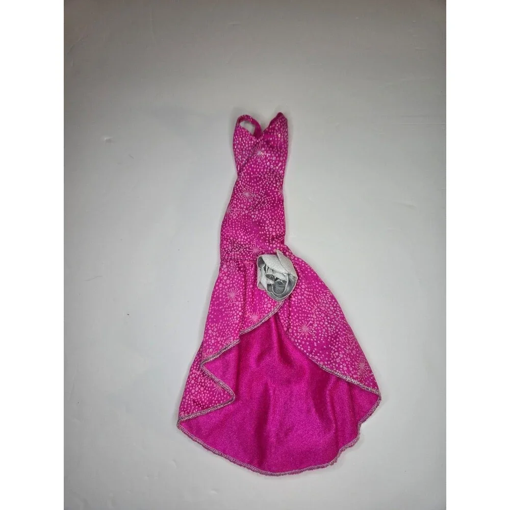 MATTEL BARBIE Pink w/ Silver Glitter Short in Front Long in Back DRESS